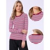 INSPIRE CHIC Women's Striped Long Sleeve Crew Neck Slim Fit Color Block T-Shirts - 2 of 4