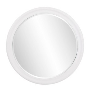 Howard Elliott 36" George Round Matte White Wood Framed Beveled Mirror - 1 of 4