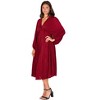 24seven Comfort Apparel Shimmer Pleated V Neck Empire Waist Bishop Sleeve Midi Dress - 2 of 4