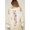 Women's Floral Block Thermal Raw Edge Top - POL M - 2 of 4