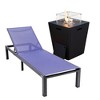 LeisureMod Marlin Modern Outdoor Patio Chaise Lounge Chair in Black Aluminum Frame with Square Fire Pit Side Table - 2 of 4