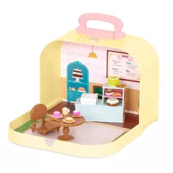 Li'l Woodzeez Toy Furniture Set in Carry Case 20pc - Travel Suitcase Pastry Shop Playset