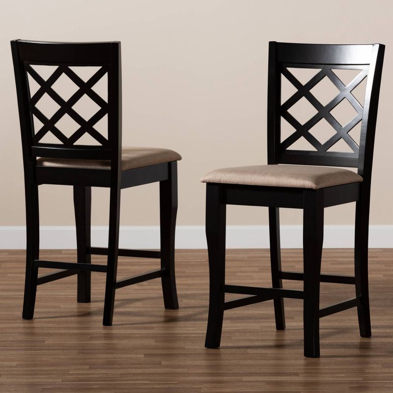 Set of 2 Alora Upholstered Wood Counter Height Barstools - Baxton Studio, 4 of 10