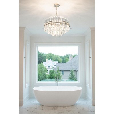 Aged Brass and Crystal 12-Light Chandelier