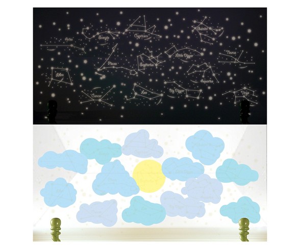 Sunny Day Starry Night Glow in the Dark Wall Decals - WallCandy&#174; Arts