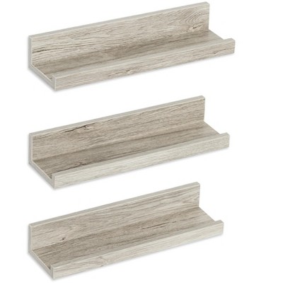 Americanflat Floating Shelves Made Of Composite Wood - Wall Mounted in Various Dimensions - Set Of 3