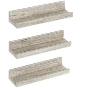 Americanflat Floating Shelves Made Of Composite Wood - Wall Mounted in Various Dimensions - Set Of 3 - 1 of 4