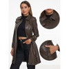 Allegra K Women's Lapel Slim Fit Long Sleeve Zip Faux Leather Jacket Coat - 2 of 4