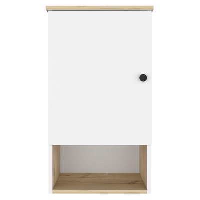 GlasFlength Kitchen Storage Kitchen Wall Cabinet Open Shelves Cabinet Rectangular Storage Cupboard for Kitchen, White, 13.8"*16.2"*28.5"