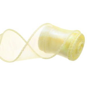 Unique Bargains Gift Wrapping Wide Sheer Wired Pastel Shimmer Iridescent Chiffon Ribbons 1 Pc - 1 of 4