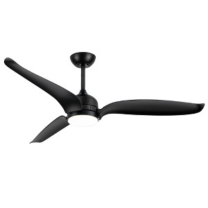 Airsurfer 60-in Matte Black Ceiling Fan with Light, 3 Black Blades, LED Color-Changing, Remote Included, 6" & 12" Downrods - 1 of 4