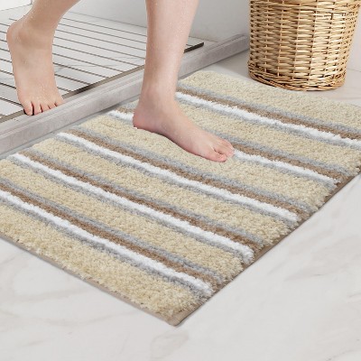 Home Weavers Glamour Collection 100% Polyester Microfiber Bathroom Rug, Non Slip Bath Mat Water Absorbent Soft Microfiber Shaggy Mat Machine Washable