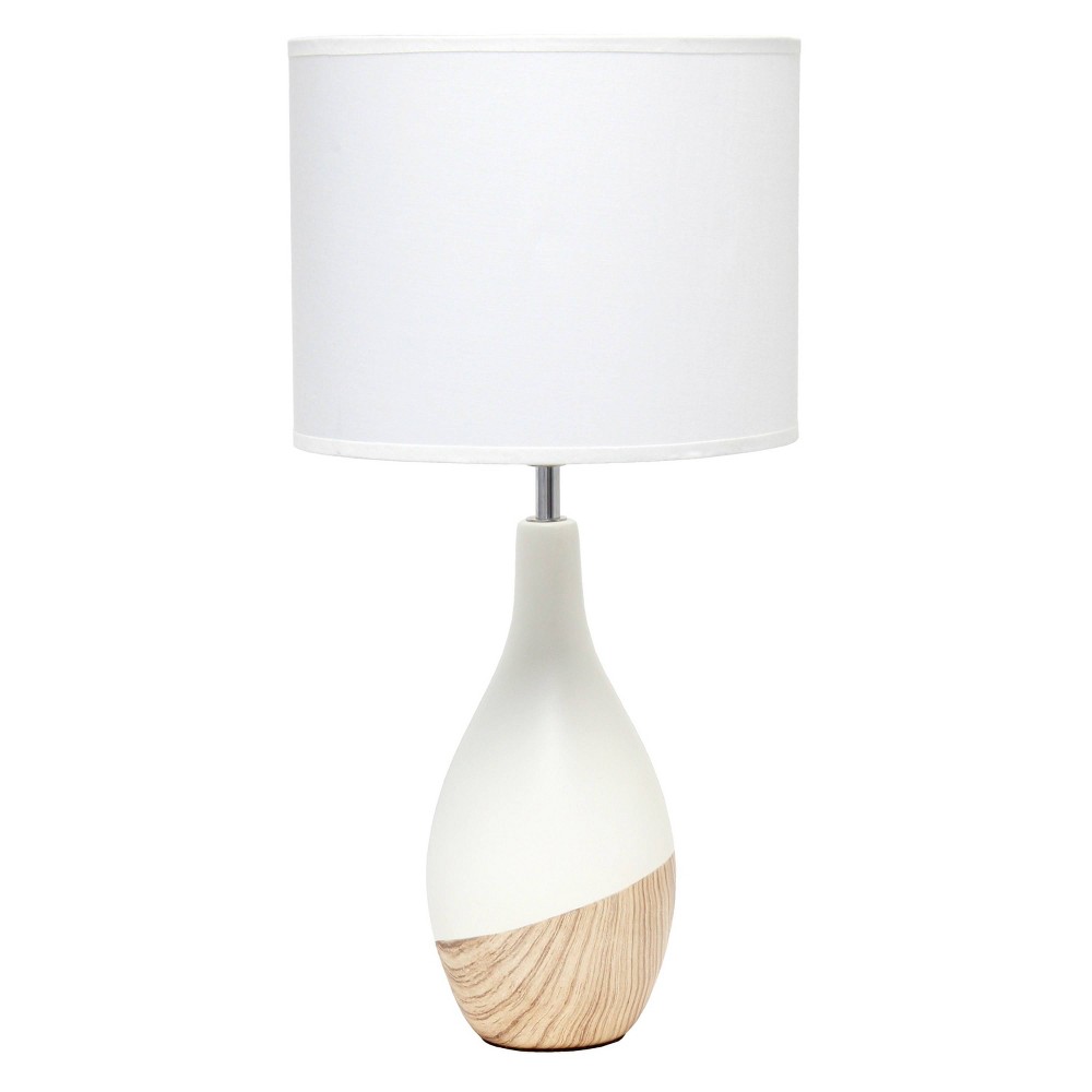 Photos - Floodlight / Street Light Strikers Wood Basic Table Lamp Off-White/Light Brown - Simple Designs