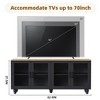 Farmhouse TV Stand with Solid Wood Gourd Legs for TVs Up to 70", Entertainment Center with Bookshelves, Glass Doors, Adjustable Shelves - 2 of 4