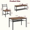 Farmhouse Dining Table Set for 4, Rectangular Dining Room Furniture Set, 2-Person Bench with Storage Rack, Easy Assembly, for Small Space - 3 of 4