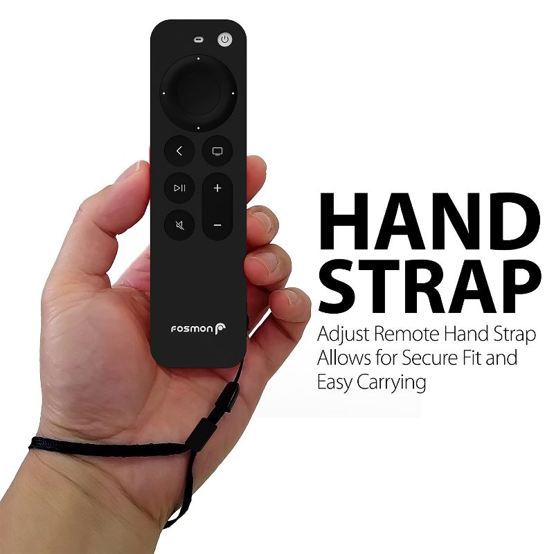 Fosmon Full Body Slim Easy Grip Case for Apple TV 4K 2021 Remote with Lanyard - Black, 5 of 10