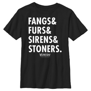Boy's Wednesday Fangs & Furs & Sirens & Stoners T-Shirt - 1 of 4