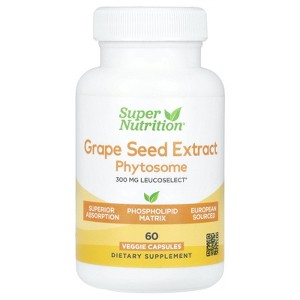 Super Nutrition Grape Seed Phytosome, 300 mg, 60 Veggie Capsules - 1 of 4