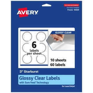 Avery Glossy Clear Starburst Labels with Sure Feed, 3" - 1 of 4
