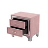ORRD Mid-Century Velvet Nightstand, 2-Drawer Bedside Table with Silver Glitter Strip & Metal Legs, Pink - 4 of 4