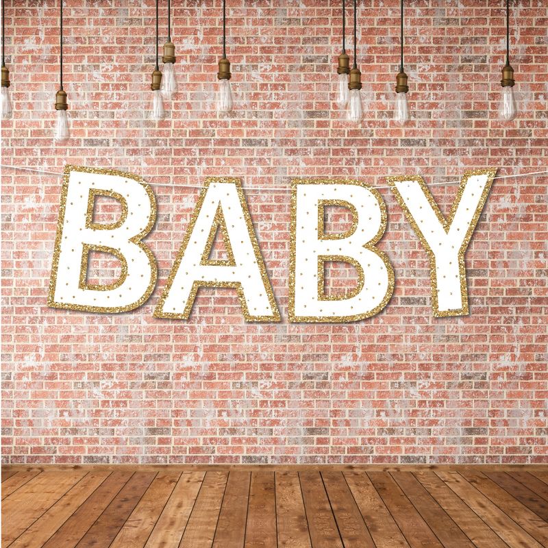 Big Dot of Happiness Baby Neutral - Large Baby Shower Decorations - Baby - Outdoor Letter Banner, 3 of 8