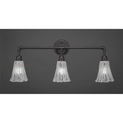 Toltec Lighting Vintage 3 - Light Vanity in  Dark Granite with 5.5" Fluted Italian Ice Shade