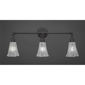 Toltec Lighting Vintage 3 - Light Vanity in  Dark Granite with 5.5" Fluted Italian Ice Shade - 1 of 1