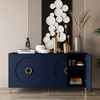 Modern 4-Door Black Wooden Cabinet Sideboard Buffet Storage with Adjustable Shelves & Metal Legs for Living Room, Entryway - 3 of 4