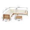 Christopher Knight Home Cascada Outdoor Acacia Wood 7 Seater Sectional Sofa Chat Set with Cushions - 3 of 4