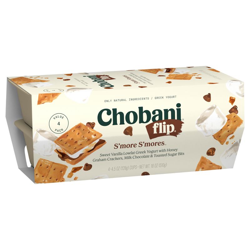 Chobani Flip Low-Fat Chocolate S&#39;more S&#39;mores Greek Yogurt - 4ct/4.5oz Cups, 3 of 18