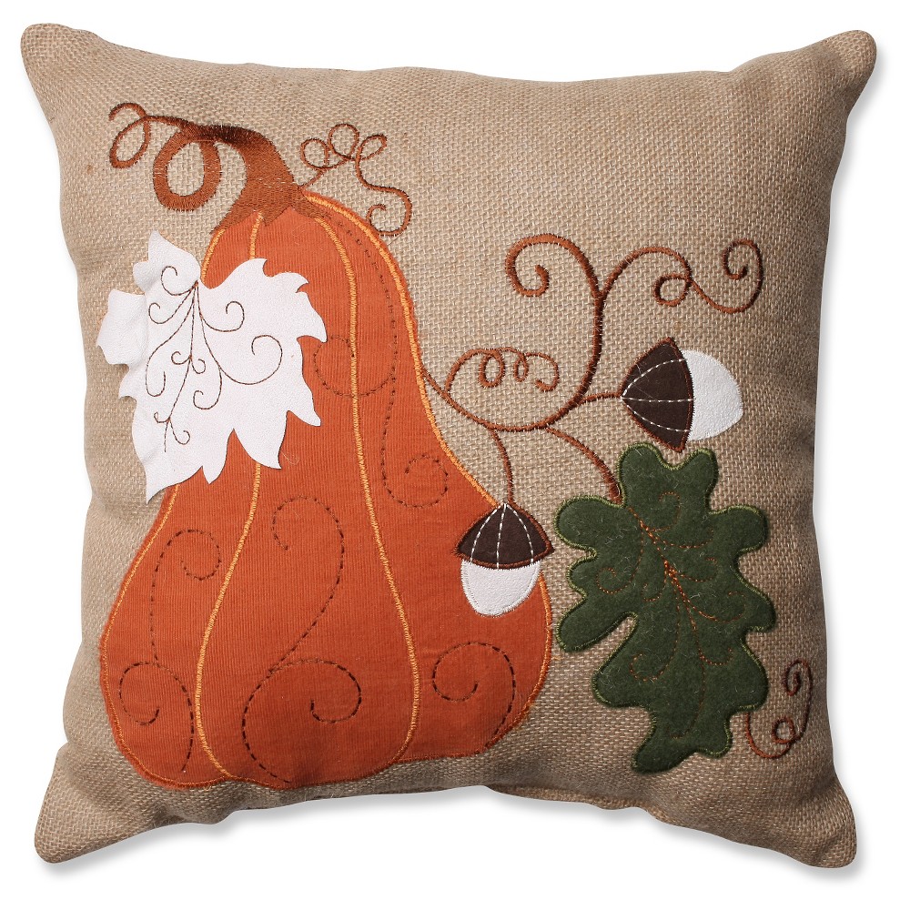 Perfect Harvest Squash Burlap Throw Pillow