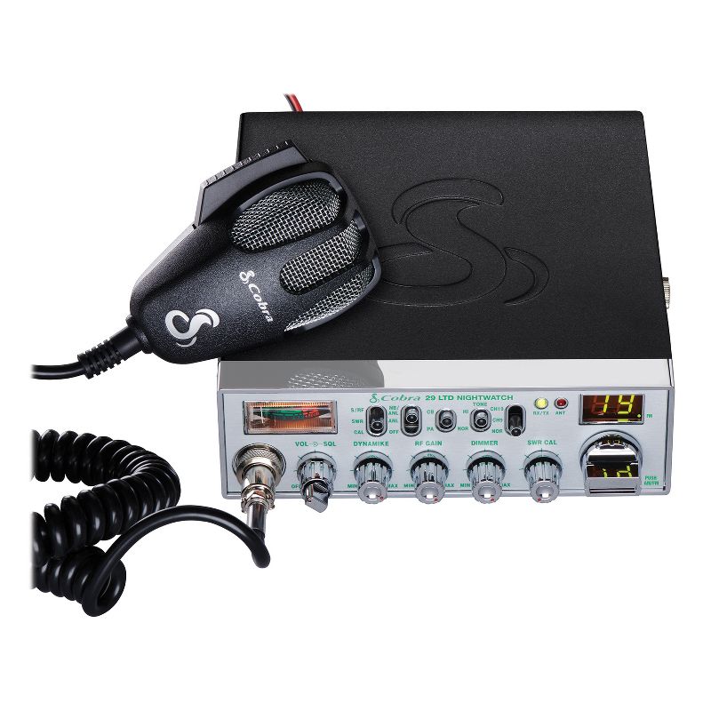 Cobra 40-Channel AM/FM CB Radio with NightWatch® and Microphone, Chrome Face, 29 NW LTD Classic™, 1 of 8