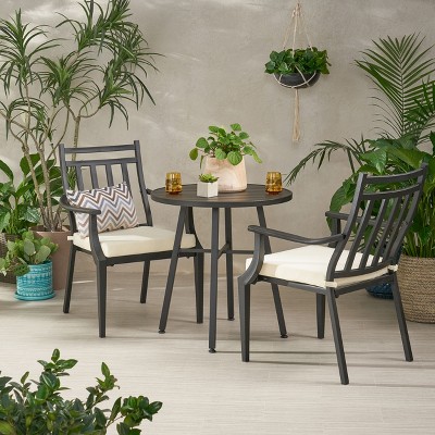 VYNXARIA Transitional Acacia Wood Bistro Set - 3-Piece Folding Patio Furniture with Cushions for Garden, Balcony, and Porch
