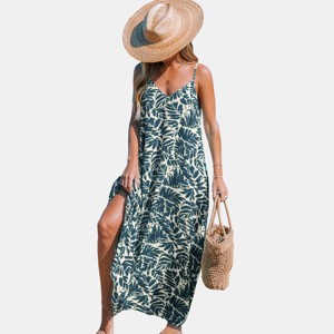 Women's Green Tropics Sleeveless Flowing Maxi Dress -Cupshe - 1 of 4