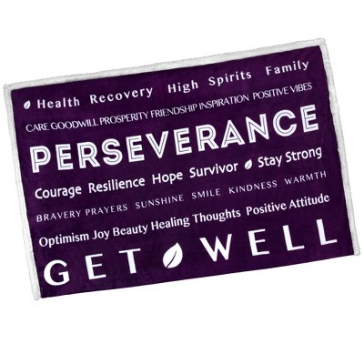 Purple Reversible Sherpa Fleece Healing Thoughts Blanket