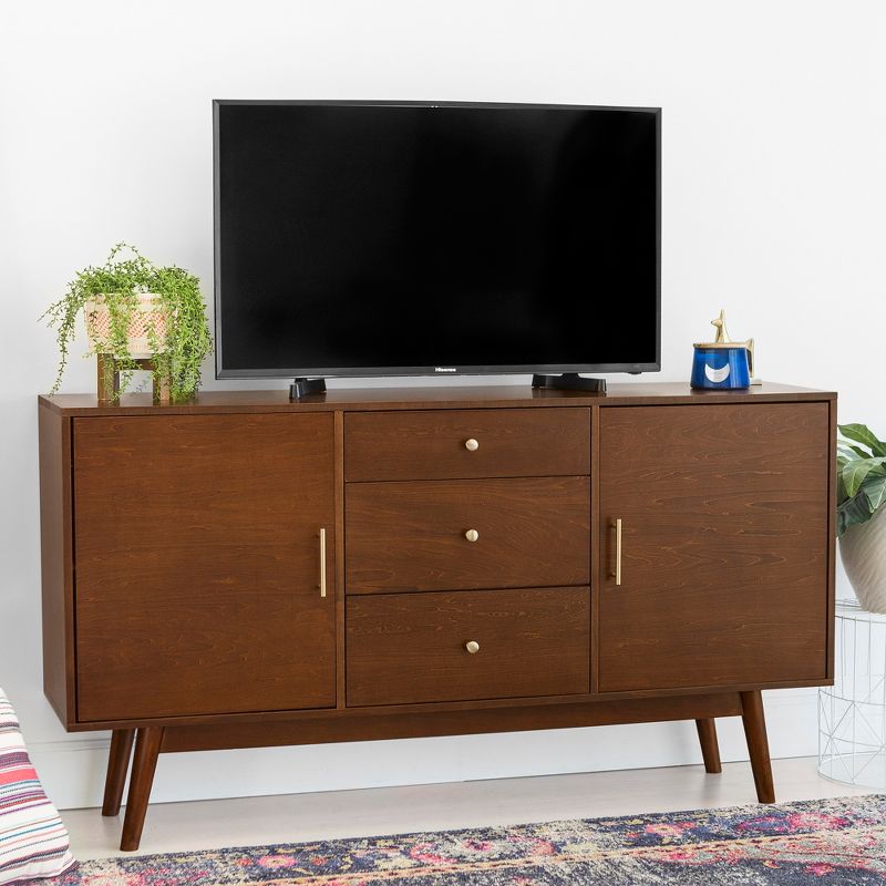 Mid-Century Modern Wood Console TV Stand for TVs up to 65" - Saracina Home, 1 of 13
