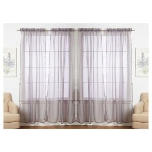 J&V TEXTILES 4-Pieces Sheer Solid Sheer Window Curtains 55x84 - Window Treatment Rod Pocket Voile Drape/Panel Sets for Patio Door - 1 of 4