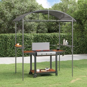 vidaXL BBQ Gazebo with Side Shelves Anthracite 86.6"x45.3"x90.6" Steel - 1 of 4