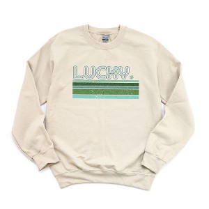 Simply Sage Market Women's Graphic Sweatshirt Retro Lucky Stripes - 1 of 3
