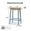 CAVINAS Set of 2 Solid Wood Bar Stools, 25.6'' Farmhouse Counter Stools with Footrest & 220LB Capacity for Kitchen Island & Dining - 4 of 4