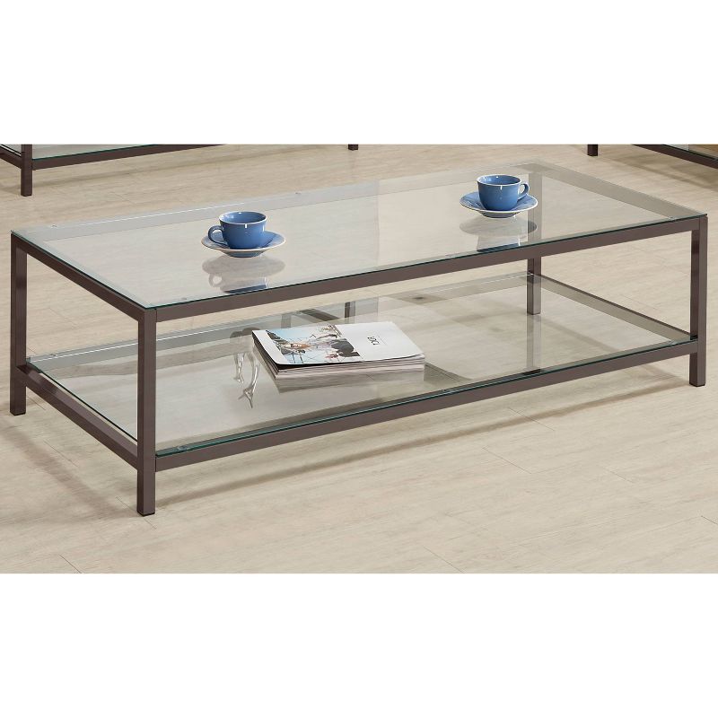Trini Coffee Table with Glass Top and Shelf Black Nickel - Coaster, 3 of 5