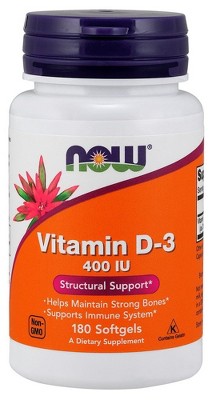 Vitamin D 400 IU by Now Foods  -  180 Softgel