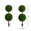Nearly Natural 3-ft  UV Resistant Artificial Double Ball Boxwood Topiary with Integrated Ground Stake (Indoor/Outdoor) - Set of 2 - 2 of 2
