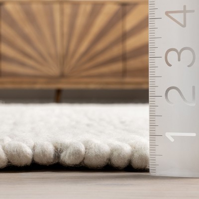 Ivory Hand-Braided Wool Rectangular Area Rug, 5' x 8'