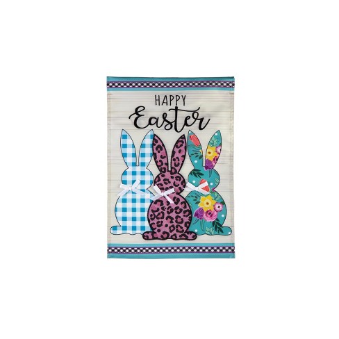 Evergreen Bright Bunnies Garden Applique Flag 12.5 X 18 Inches Indoor 