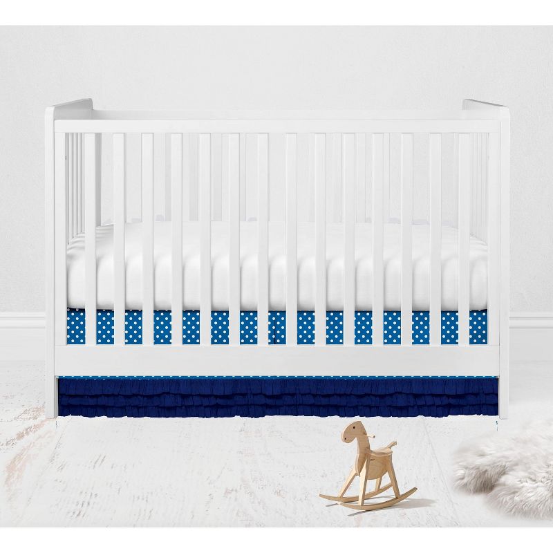 Bacati - MixNMatch Blue frills on bottom Crib/Toddler ruffles/skirt, 4 of 5