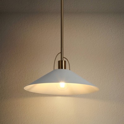 Raratienner White and Gold Metal Cone Pendant Light