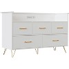 Dresser for Bedroom,47"Wide Chest of Drawers with LED Lights,Charging Station,5 Smooth-Sliding Drawers,Modern Wood Storage Cabinet for Living Room - 2 of 4