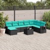 vidaXL Patio Sofa Set Black frame with blue cushions - Black and blue With table - 2 of 4