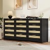 Acekool 12 Drawer Rattan Dresser, Modern Wood Chest with Woven Rattan Fronts & Handles, Storage Organizer for Bedroom, Nursery, Entryway, Living Room - 3 of 4